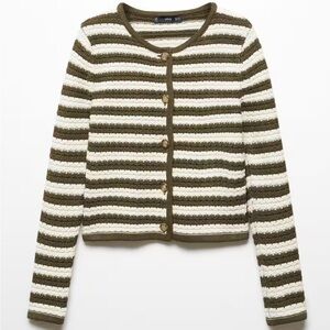Like New Mango Stripped Cardigan with Jewel Buttons